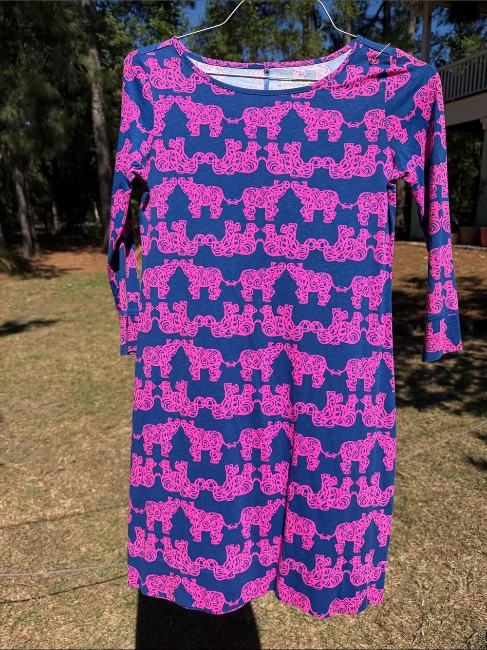 Lilly Pulitzer Navy and Hot Pink Elephant Print Dress